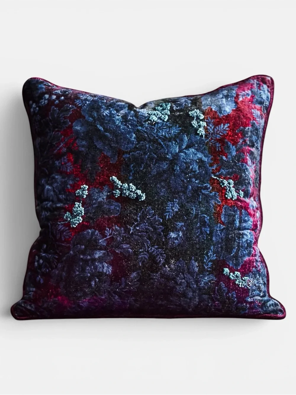 House of Hackney x Anthropologie Velvet Floral Throw Pillow 19x19 Blue Purple